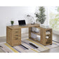 Caelum - L - Shaped Computer Desk With 3 Drawers - Mango Color