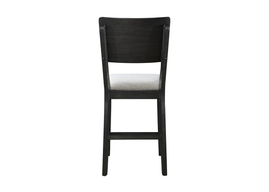 Somerset - Set of 2 - 24" Counter Height Dining Chairs with Cushioned Full Back, Black Frame, and Light Gray Fabric Upholstery