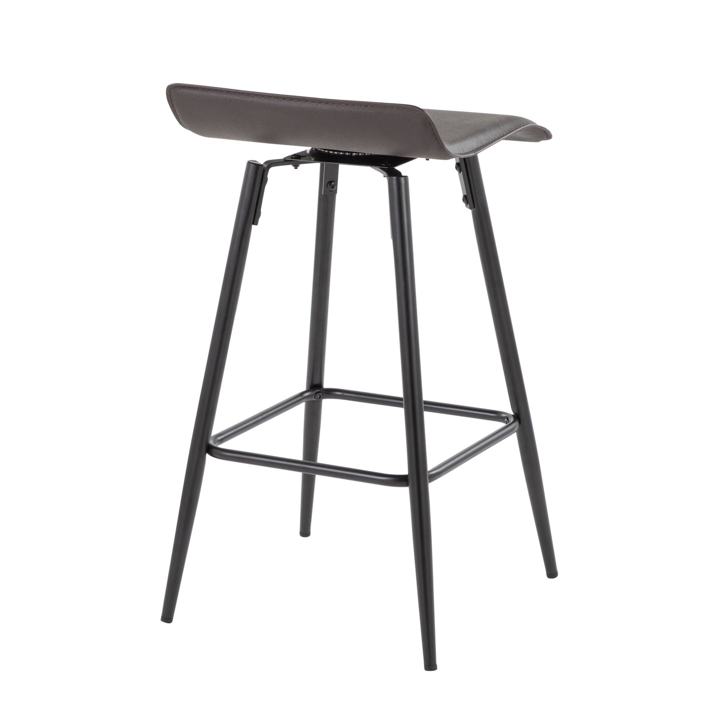 Ravenna - Set of 2 - 26" Fixed Height Counter Stools with Black Steel Frame and Espresso Faux Leather Seat