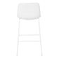 Zenith - Set of 2 - 29" White Leather-Look Bar Height Office Chairs with Slim White Metal Frame, Modern Design