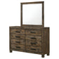 Bren - 8 Drawer Dresser With Mirror - Rustic Brown