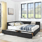 Storage Elegant Upholstered Tufted Bed Frame With Backrest And Armrests