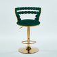 Verano - Set of 2 - 30" Green Fabric Bar Stools with Golden Iron Tube Legs and Soft Cushioned Backrest