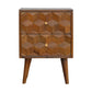 Cube Carved Bedside Table Nightstand - Chestnut