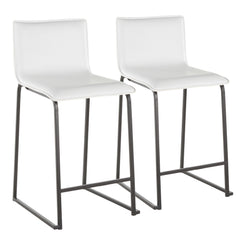 Marolie - Set of 2 - 26" Counter Stools with White Faux Leather Seats and Black Metal Frame, Contemporary Design by LumiSource