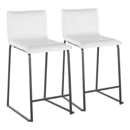 Marolie - Set of 2 - 26" Counter Stools with White Faux Leather Seats and Black Metal Frame, Contemporary Design by LumiSource