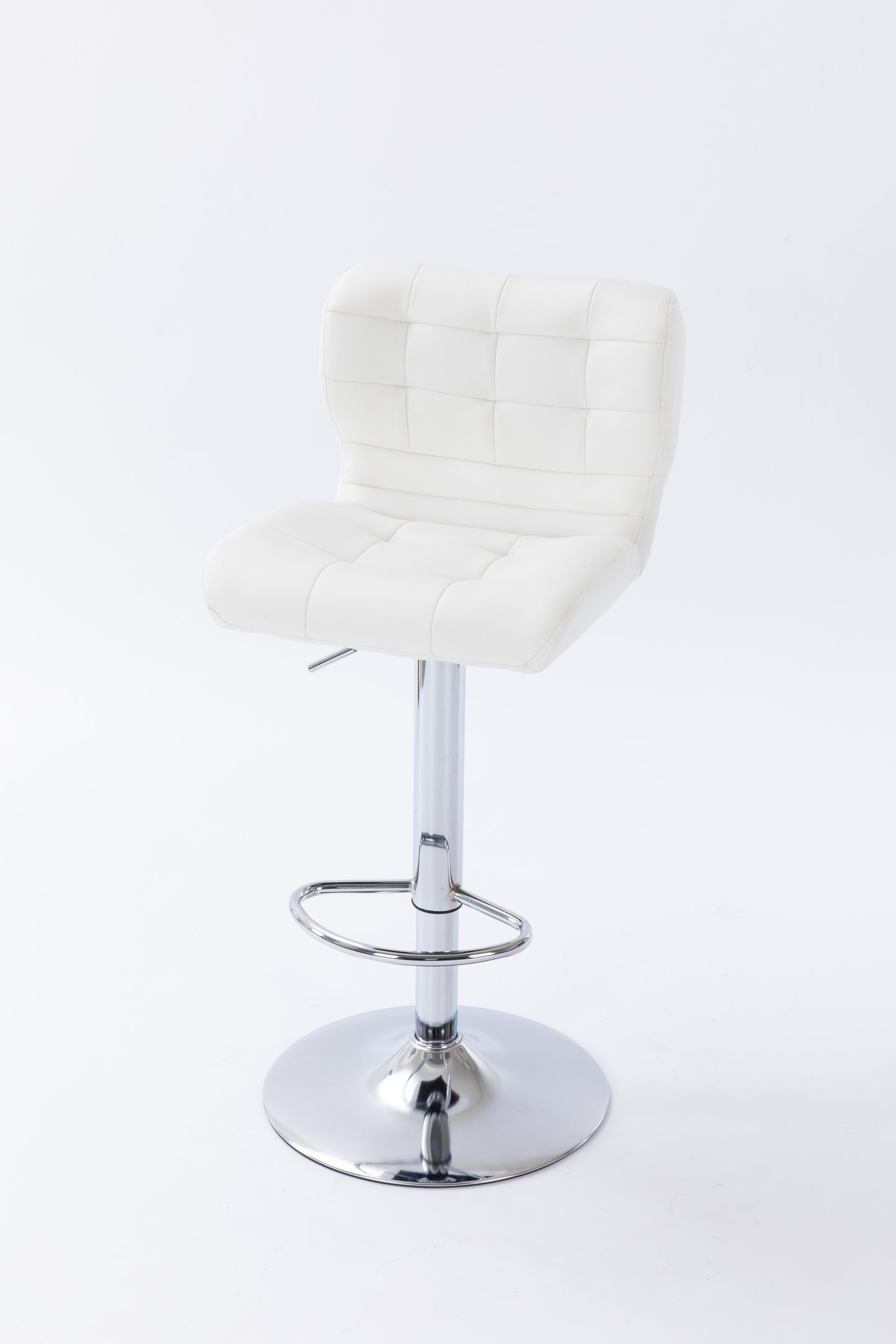 Lan - Set of 2 - 30" White Wingback Swivel Bar Stools, Adjustable Height, Chrome Base, Modern Design