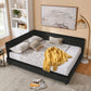Storage Elegant Upholstered Tufted Bed Frame With Backrest And Armrests