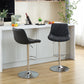 Samsonite - Set of 2 - 30" Black Adjustable Swivel Bar Stools with High Back, Ergonomic PU Leather for Kitchen Island