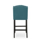 Votani - Set of 2 - 31" Teal Fabric Tufted Wingback Counter Stools with Dark Brown Legs