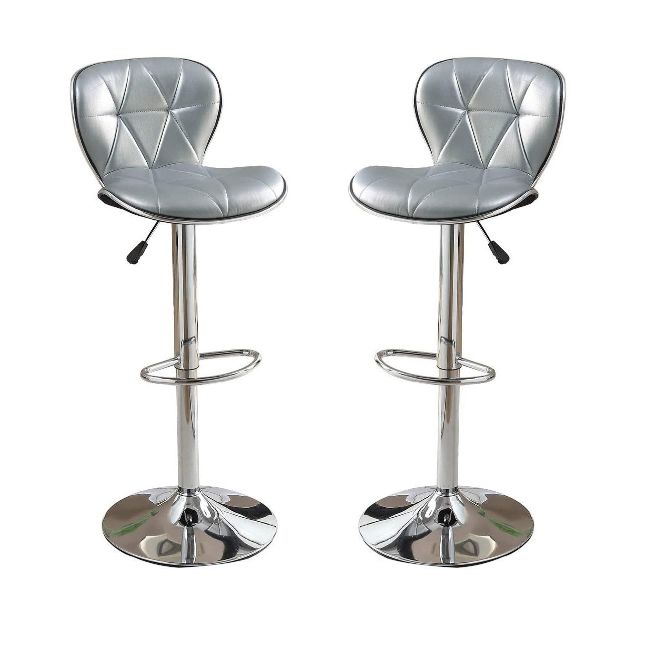 Hawthorne - Set of 2 - 24” Adjustable Silver Faux Leather Counter Stools with Chrome Base