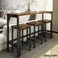 Thalor - Set of 2 - 24" Counter Height Stools with Extra Long 60.2" Brown Table and Footrest, Space-Saving Design
