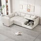 U-Shaped Sectional Sofa Pull Out Sofa Bed With Two USB Ports, Two Power Sockets, Three Back Pillows And A Storage Chaise For Living Room