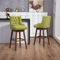 Esmée - Set of 2 - 30" Olive Linen Counter Height Bar Stools with 360° Swivel and Solid Wood Legs, Footrest for Kitchen or Dining Room