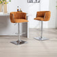 Bellavue Luxe - Set of 2 - 26" Swivel Counter Stools with Orange Boucle Upholstery and 360° Rotation