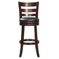 Velante – Set of 2 – 30" Swivel Bar Stools in Dark Cherry with Black Faux Leather Upholstery and Solid Wood Frame