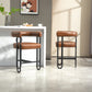 Liristh - Set of 2 - 24" Light Brown PU Upholstered Bar Stools, Modern Curved Backrest, Black Metal Legs