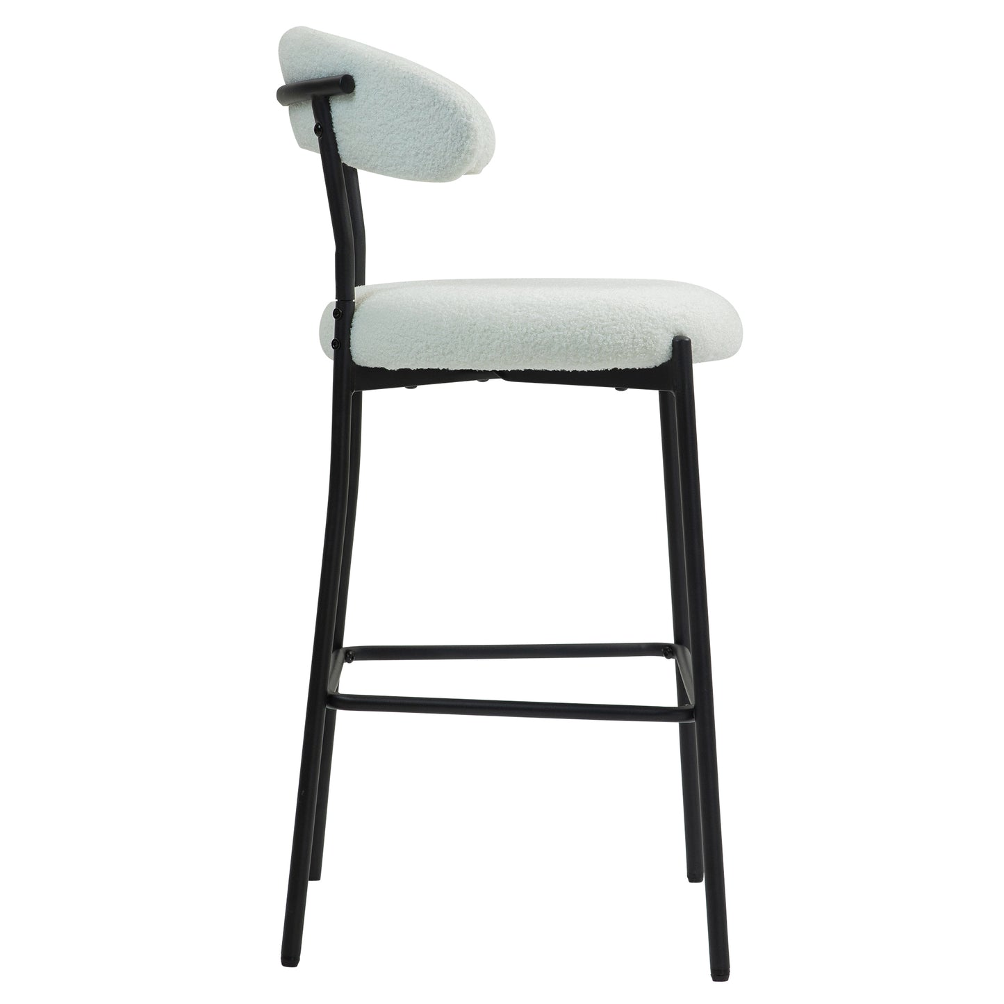 Sorelle - Set of 2 - 26" Snow White Teddy Fabric Counter Height Stools with Open Back and Black Powder-Coated Base