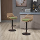 Ardelle - Set of 2 - 26" Adjustable Green Linen Swivel Bar Stools with Footrest, Metal & Rattan Base for Kitchen or Dining Room