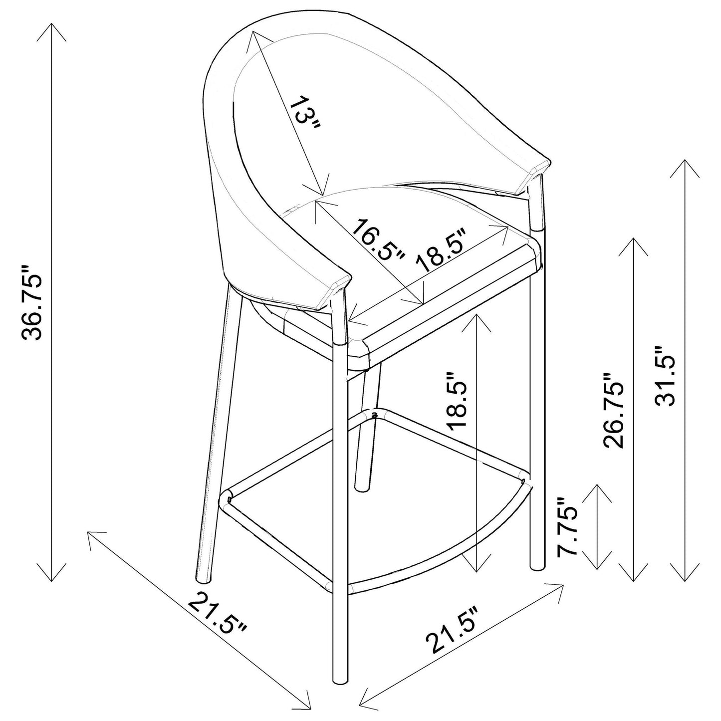 Sloped Arm Bar Stools (Set of 2)