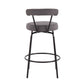 Riviera - Set of 2 - 26"Swivel Counter Stools Charcoal Upholstery with Black Steel Frame