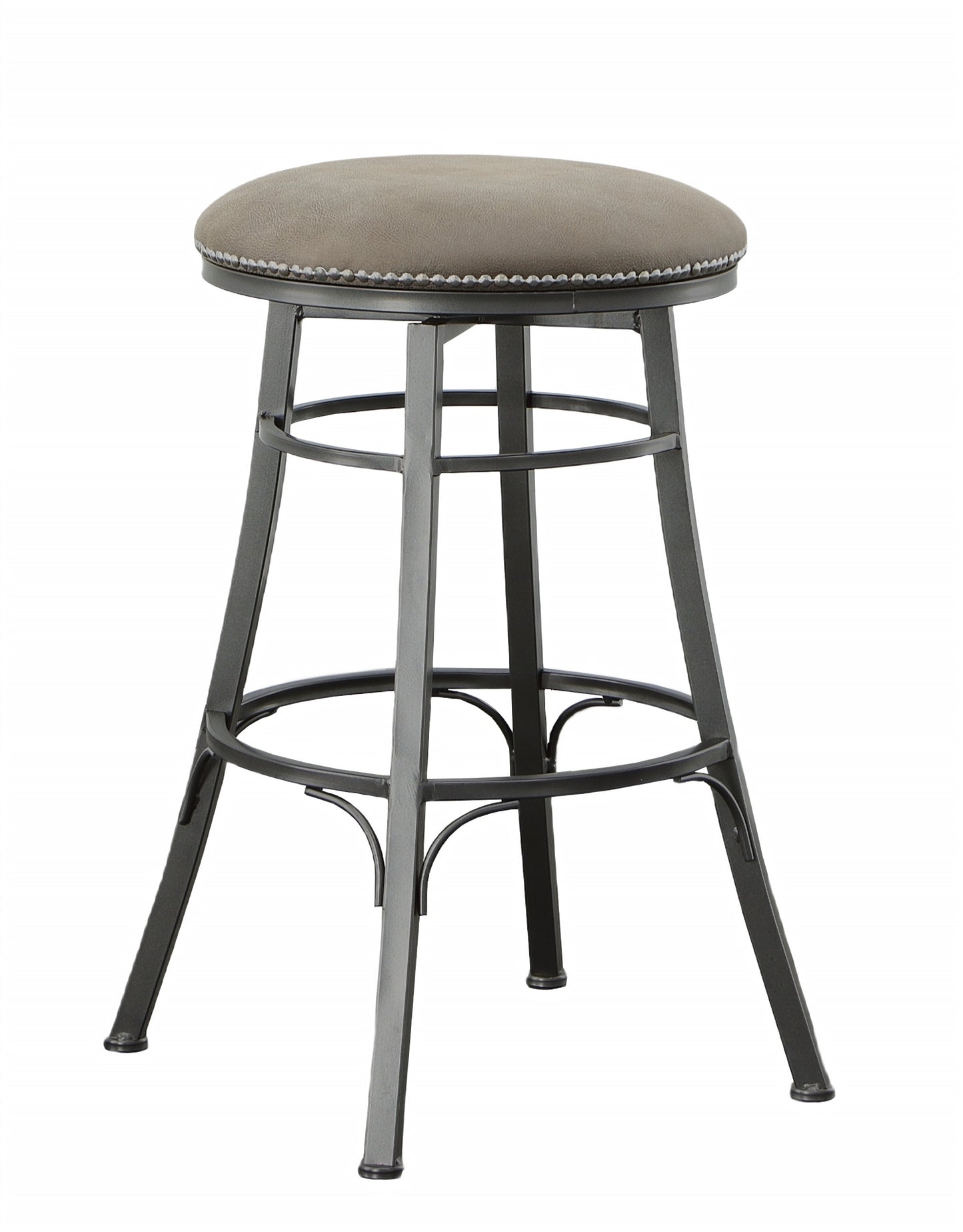 Hiaven - Set of 2 - 30" Dark Gray Wood Backless Swivel Bar Stools with Upholstered Seats