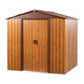 Metal Storage Shed Appealing Horizontal Siding In Woodgrain With Coffee Trim To Complement - Light Brown