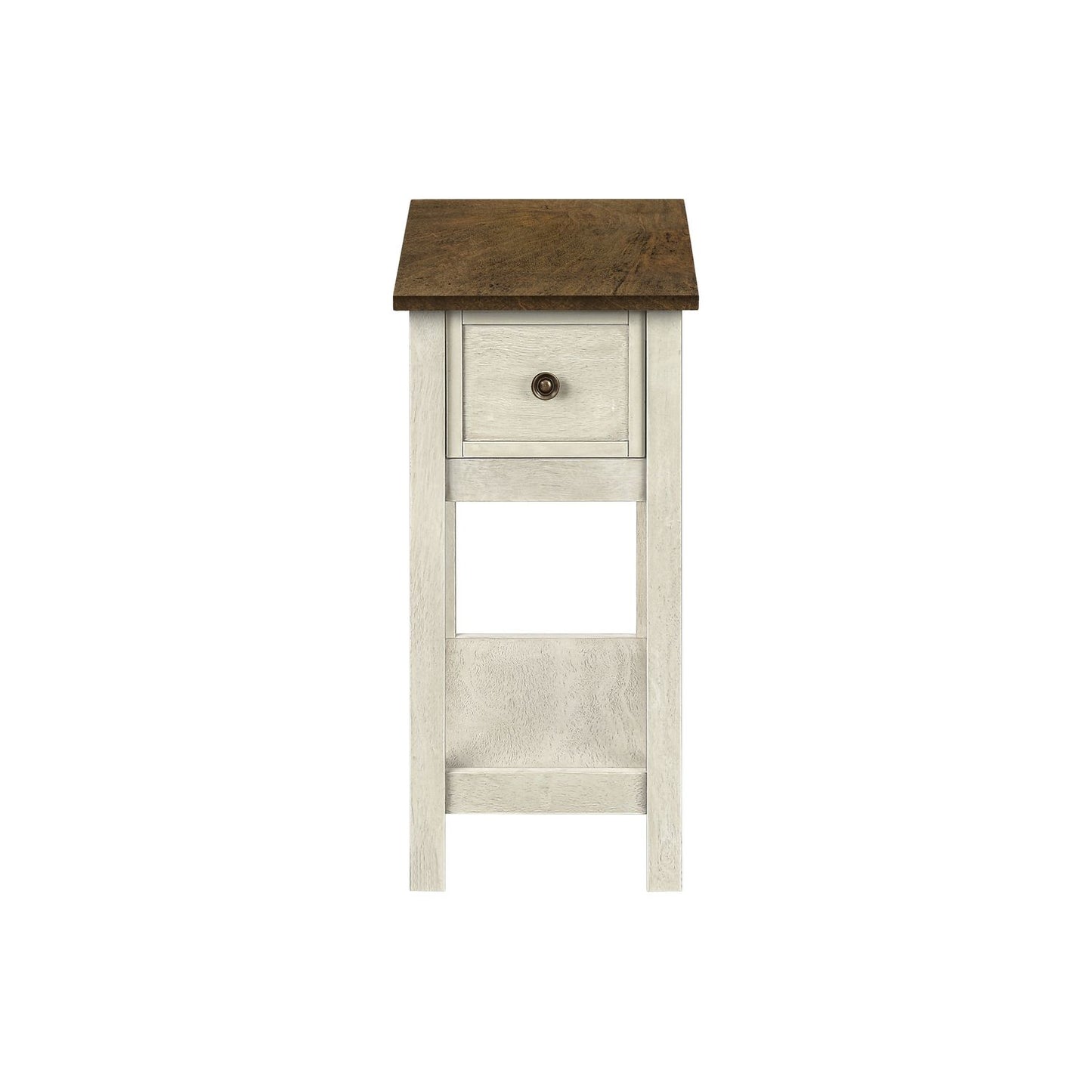 Accent End Table, 2 Tier, Narrow, Lamp, Storage Drawer, Charming Design