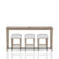 Glass Console Table With 3 Stools - Frosted