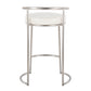 Aurivelle - Set of 2 - 26" Round Counter Stools with Stainless Steel Frame and White Faux Leather Upholstered Seat