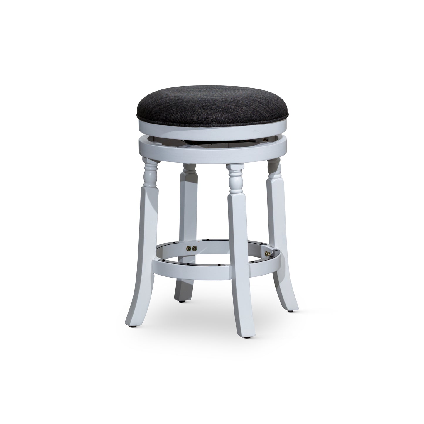 Saville - Set of 2 - 24" White Counter Stools with Charcoal Upholstered Seats