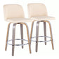 Thilvora - Set of 2 - 26" Contemporary Swivel Counter Stools with Light Grey and Cream Faux Leather Upholstery