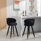 Lathenor - Set of 2 - 26" Black Velvet Counter Height Bar Stools with Solid Wood Legs, Fixed Height, and 360° Swivel for Kitchen or Bar Seating