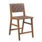 Brampton- Set of 2 - 24" Distressed Walnut Woven Counter Stools with Ladder Back