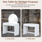 Makeup Vanity Table With Mirror Touch Screen Lighted Mirror, Dressing Table With Drawer For Bedroom - White