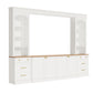 Arched Entertainment Center Wall Unit With Bookshelf, Retro Large TV Stand