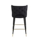 Henley - Set of 2 - 28" Black Velvet Counter Height Stools with Gold-Tipped Metal Legs