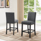 Ezriel - Set of 5 - 26" Grey Fabric Nailhead Counter Stools with Round Espresso Wood Table for 4