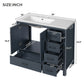 Bathroom Vanity With Ceramic Sink Combo, Abundant Storage Cabinet 2 Soft Close Doors And 5 Drawers