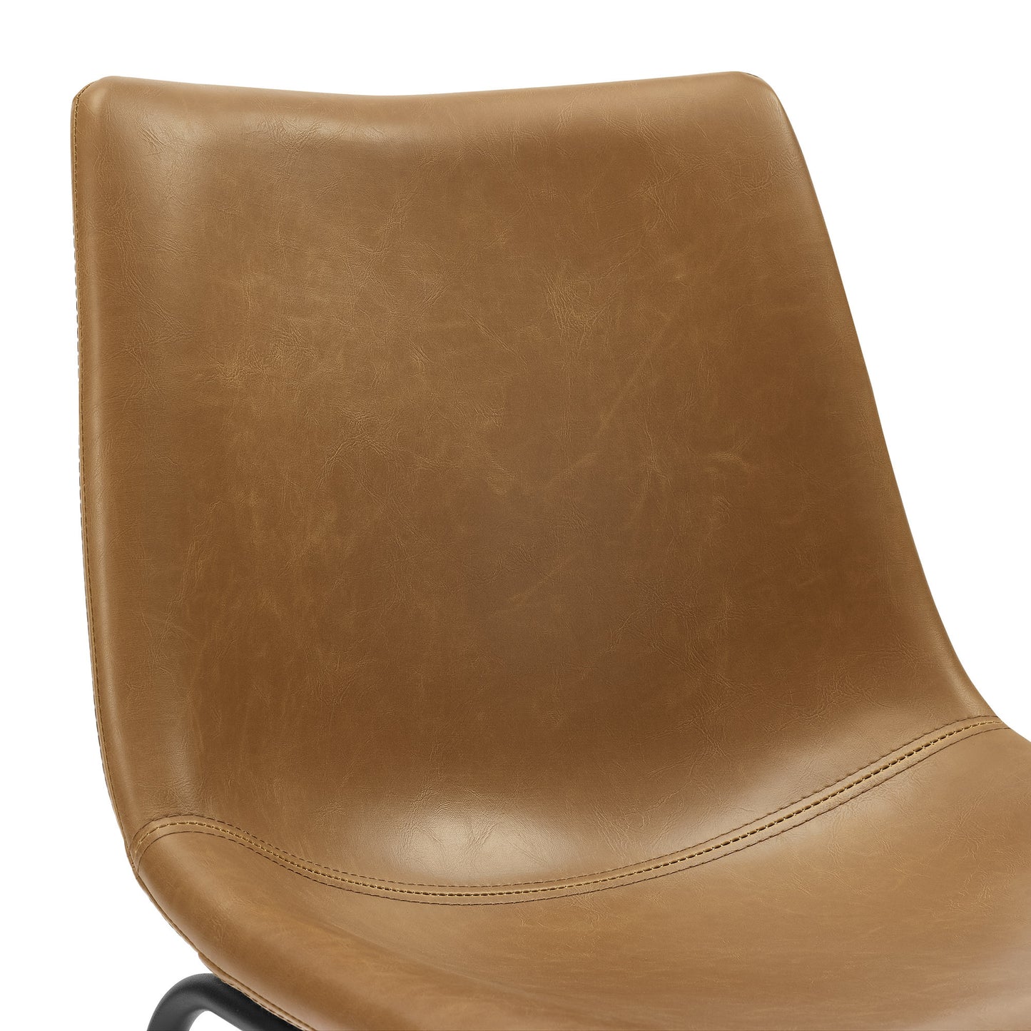 Estelle - Set of 2 - 24" Whiskey Brown Counter Stools, Seat Height, Faux Leather Kitchen Seating