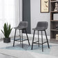 Heber - Set of 2 - 27.25" Gray Upholstered Armless Counter Height Bar Stools with Back, Steel Legs, and Adjustable Feet