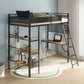 William - 3 Shelf Workstation Loft Bed With Built-In Desk And Storage