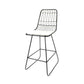 Niez - Set of 2 - 26" Black and Ivory Wire Counter Stools with Cushions