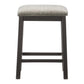 Avery - Set of 2 - 26" Gunmetal Gray Wood Counter Height Stools with Padded Fabric Seats, Modern Dining Room Furniture