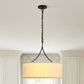 3 Light Pendant Light Adjustable Drum Chandelier, Shade Ceiling Light Fixture - Beige White / Black