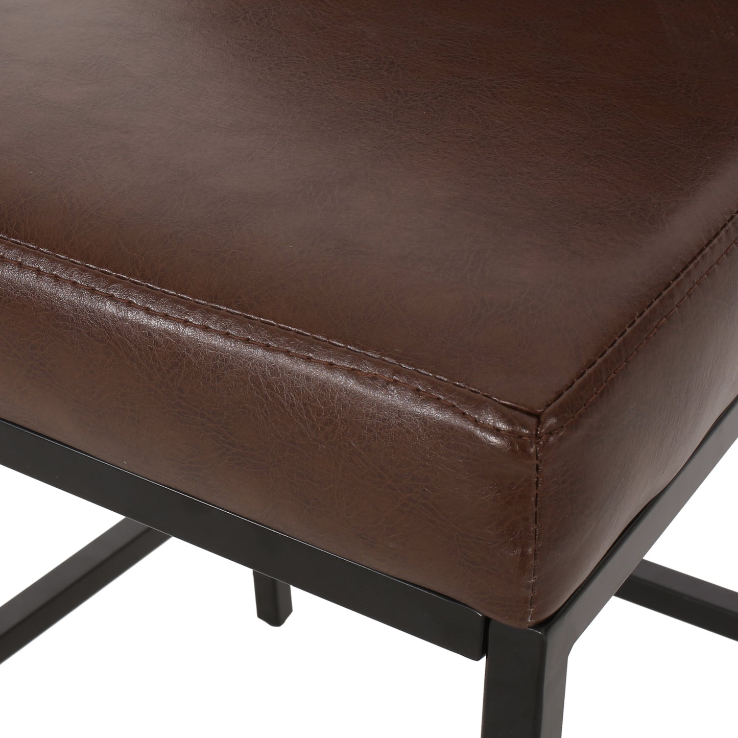 Mirole- Set of 2 - 26" Dark Brown Leather Counter Stools with High Back