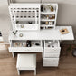 Fashion Vanity Desk With Mirror And Lights For Makeup, 5 Drawers, Adjustable Lighting - White