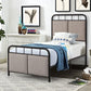 Twin Size Linen Upholstered Platform Metal Bed Frame With Fabric Headboard And Footboard - Brown