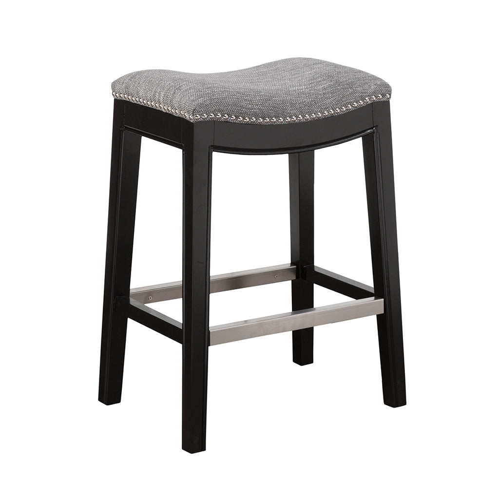 Solvianne- Set of 2 - 27." Grey Wood- Height  Saddle Counter Stool