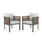 2 Pieces Outdoor Metal Patio Club Chair, Patio Furniture Arm Chair With Cushion, Modern Outdoor Furniture Deep Seating For Porch, Garden, Backyard, Balcony - Brown / Light Gray